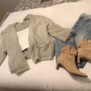 VICI Grey Fuzzy Oversized Cardigan